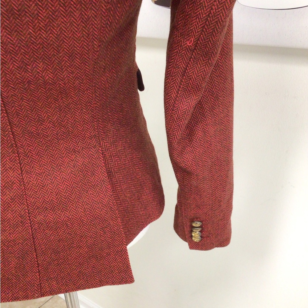 Smythe Velvet Trimmed Peak Lapeled Herringbone Blazer - Picture 14 of 16